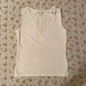 NWT John Galt White V-Neck Sleeveless Wrap Shirt